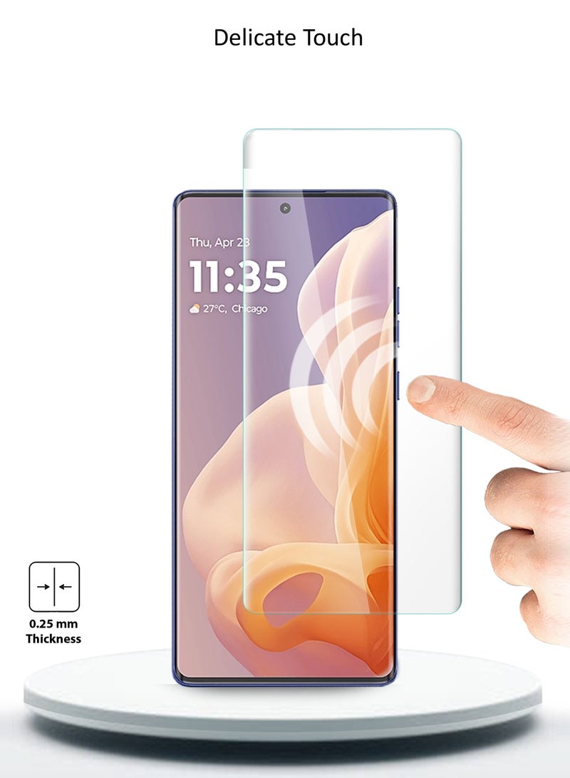 Wtech Motorola Moto G85 / Motorola Edge 50 Fusion / Motorola S50 Neo 5G 2024 Premium Curved Edges UV Full Glue Full Cover Tempered Glass Screen Protector (MSGUCN) - Clear  - Image 5