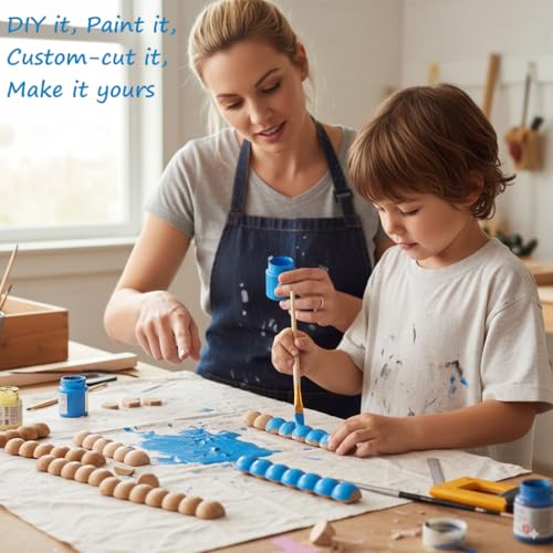 ihork 12-Piece Unfinished Wood Bead Trim Molding Set - 15.75 Inch Decorative Half Beaded Wood Trim for DIY Home Decor, Cabinets, Shelves, Walls, Windows & Doors with 3D Pearl Design (11mm) - Image 2