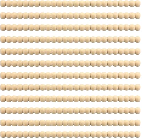 ihork 12-Piece Unfinished Wood Bead Trim Molding Set - 15.75 Inch Decorative Half Beaded Wood Trim for DIY Home Decor, Cabinets, Shelves, Walls, Windows & Doors with 3D Pearl Design (11mm) - Image 1
