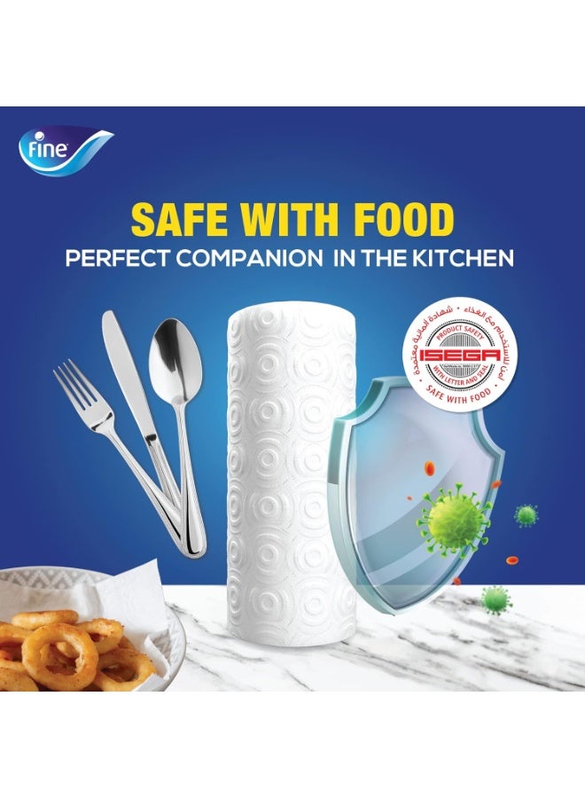 Fine Deal Kitchen Tissue Paper Towel – 2-Ply Ultra Absorbent Paper Towels for Everyday Cleaning, Cooking, and Wiping – Strong, Soft & Durable Household Roll Pack (6 Rolls) - Image 2