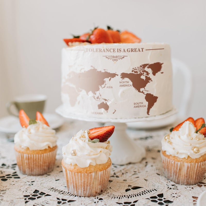 City Globe Map Cake Stencil Template 4 Inches Reusable Plastic DIY Baking Decorating Tool - Image 5