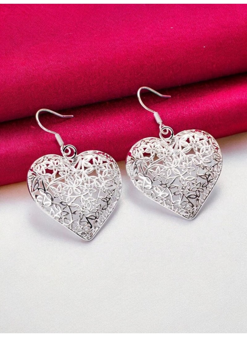 Dangle Charms Elegant 925 Silver Plated Earrings For Women - Image 4