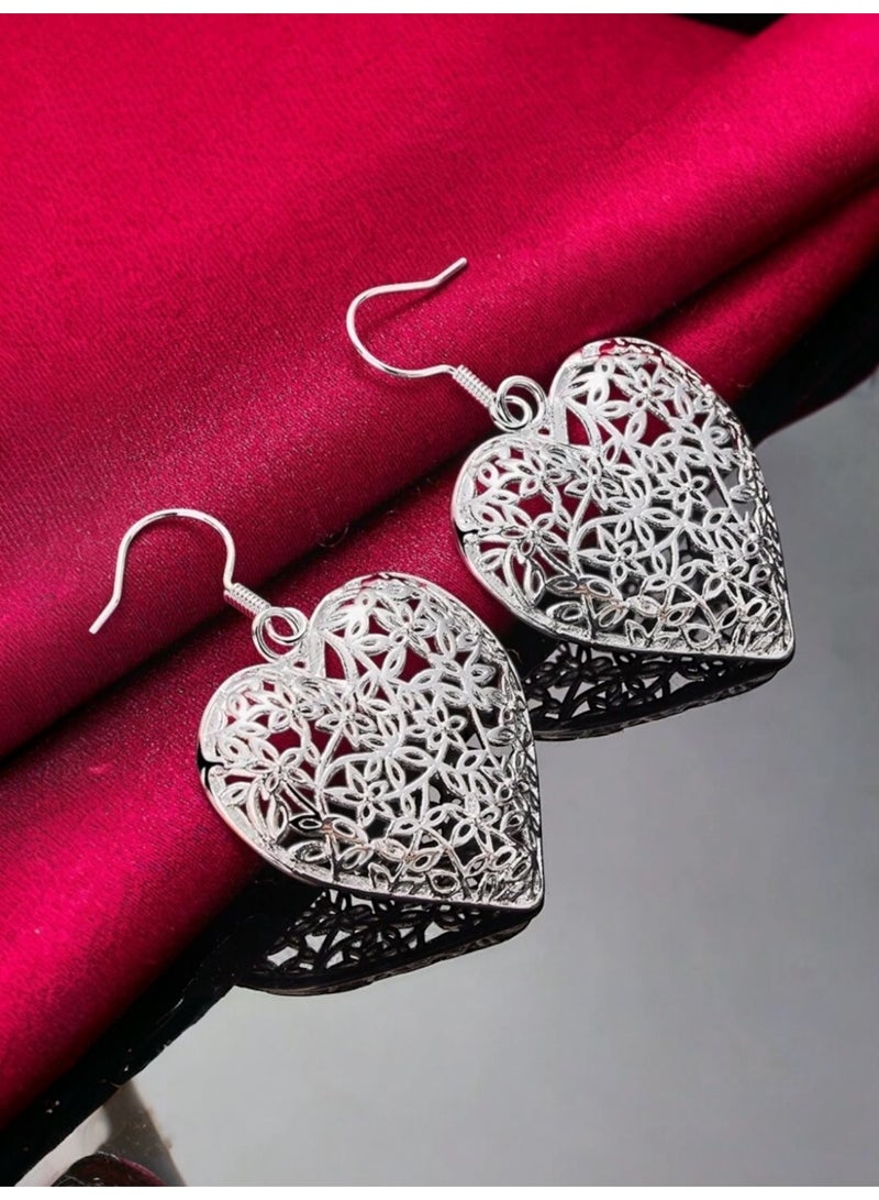 Dangle Charms Elegant 925 Silver Plated Earrings For Women - Image 1