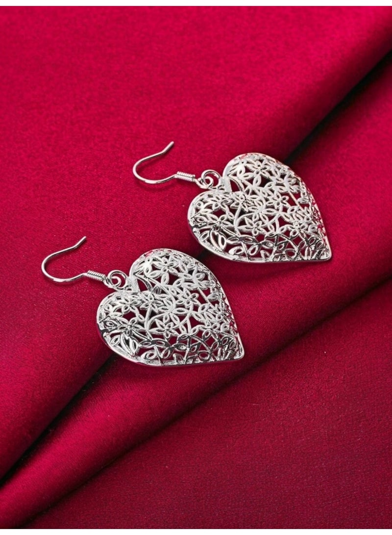 Dangle Charms Elegant 925 Silver Plated Earrings For Women - Image 2