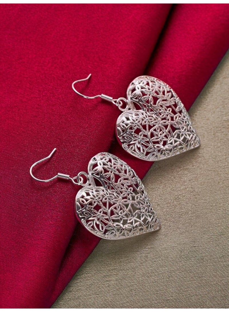 Dangle Charms Elegant 925 Silver Plated Earrings For Women - Image 3