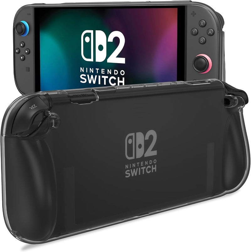 بروكاس ProCase غطاء حماية لـ Nintendo Switch 2 2025، غطاء حماية شفاف، مقاوم للخدش، امتصاص الصدمات، تصميم قبضة مريح، سهل التركيب - أسود شفاف - Image 1