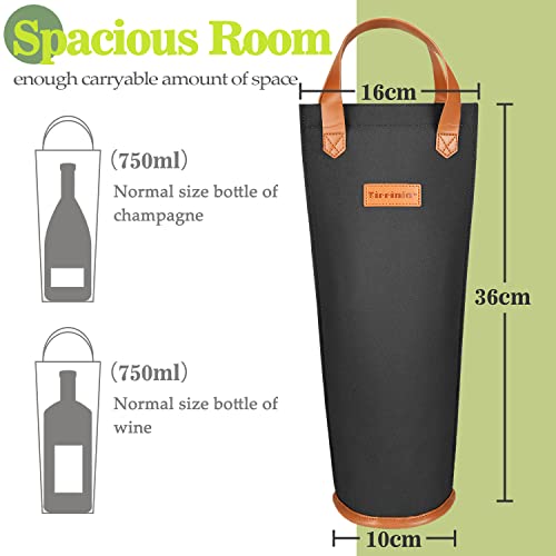 Tirrinia Single Wine Carrier Tote, Insulated Wine Cooler Bag for Travel, Picnic, & Wine Gifts – Thermal Padded Wine Bottle Holder Tote for Men & Women, Wine Gift for Wine Lovers,Black - Image 2