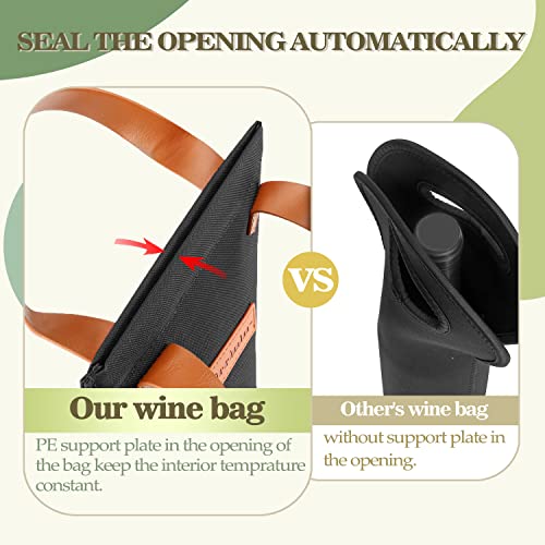Tirrinia Single Wine Carrier Tote, Insulated Wine Cooler Bag for Travel, Picnic, & Wine Gifts – Thermal Padded Wine Bottle Holder Tote for Men & Women, Wine Gift for Wine Lovers,Black - Image 5