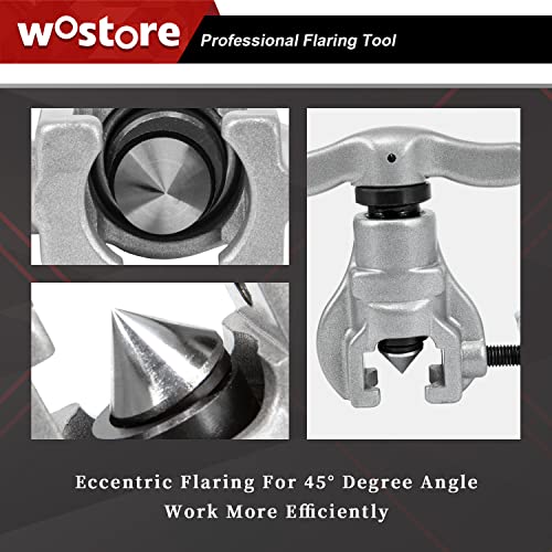 Wostore Eccentric Flaring Tools Set and Tube Cutter Kit for 7 Dies Sizes 3/16-3/4inch Refrigeration HVAC 45 Degree Heavy Duty - Image 4