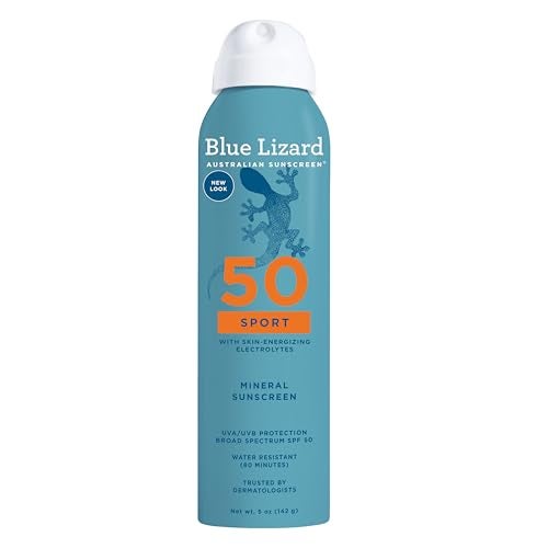 BLUE LIZARD Sport Mineral Sunscreen Spray SPF 50 DermatologistRecommended Brand BroadSpectrum UVAUVB Protection WaterResistant Zinc Oxide Formula Vegan 5 fl oz - Image 1