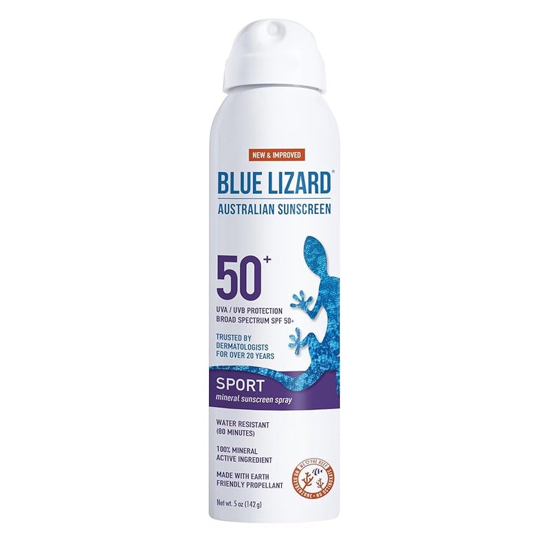 BLUE LIZARD Sport Mineral Sunscreen Spray SPF 50 DermatologistRecommended Brand BroadSpectrum UVAUVB Protection WaterResistant Zinc Oxide Formula Vegan 5 fl oz - Image 2