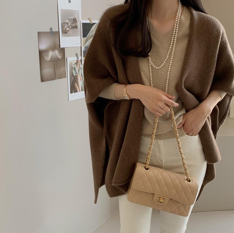 in stock South Korea New Arrival All-Match Loose H-Style Trendy Color Wool Knitted Sweater Vest Vest Vest Womens Shawl Vest Brown - Image 1