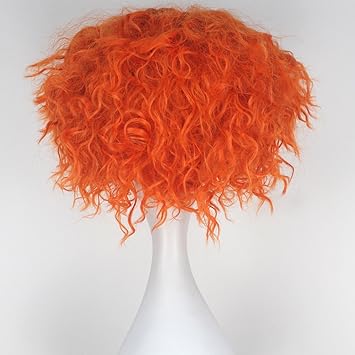 FVCENT Curly Orange Short Mad Hatter Wig for Carnival Halloween Cosplay - Image 4