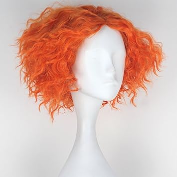 FVCENT Curly Orange Short Mad Hatter Wig for Carnival Halloween Cosplay - Image 2