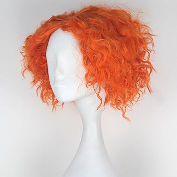 FVCENT Curly Orange Short Mad Hatter Wig for Carnival Halloween Cosplay - Image 3