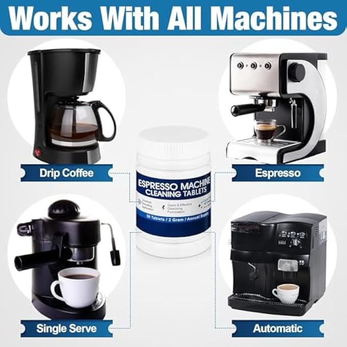 rayihni 50 Pcs Espresso Machine Cleaning Tablets Espresso Machine Descaler Coffee Maker Pot Descaling And Cleaning Tablets Coffee Machine Cleaning Tablets Backflush Oil Remover Solution Clean Tablet - Image 3