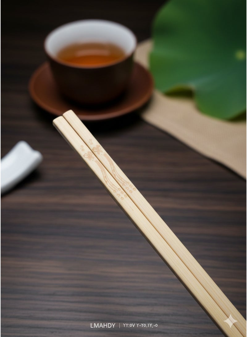 مجموعة عيدان طعام صينية فاخرة (10 أزواج) - بتصميم ناعم ونمط طبيعي أنيق - طقم كبير قابل لإعادة الاستخدام - آمنة وغير قابلة للانزلاق - مثالية لحفلات العشاء الآسيوية الكبيرة. - Image 2