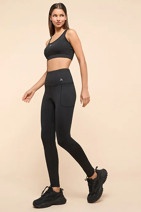 R&B Solid Active Leggings With Elastic Waist