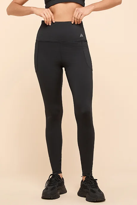 R&B Solid Active Leggings With Elastic Waist