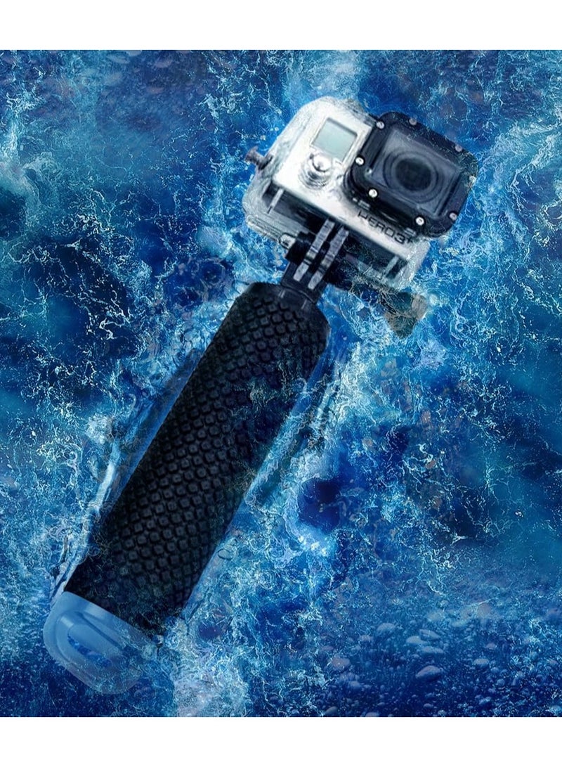 ارواق مقبض يد عائم مقاوم للماء متوافق مع GoPro Hero 12 11 10 9 8 7 6 5 4 3+ 2 1 جلسة مقبض كاميرا أسود فضي ومجموعة ملحقات تثبيت المقبض للرياضات المائية وكاميرات الحركة (أزرق) - Image 3