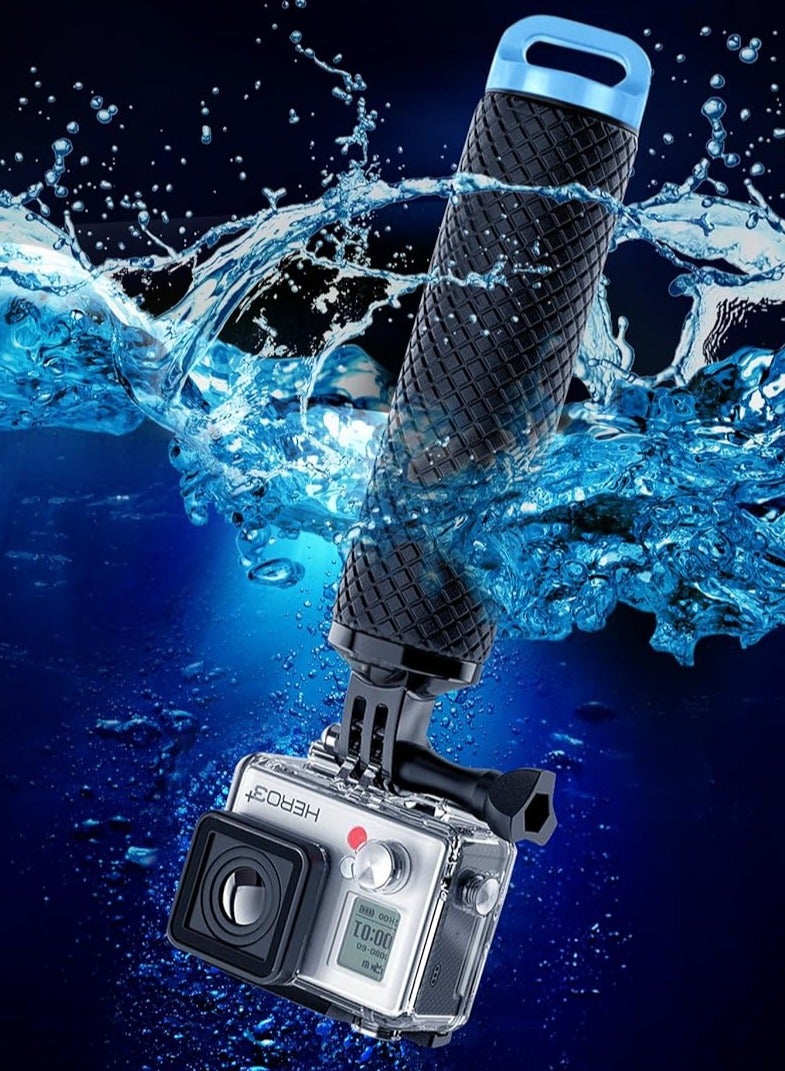 ارواق مقبض يد عائم مقاوم للماء متوافق مع GoPro Hero 12 11 10 9 8 7 6 5 4 3+ 2 1 جلسة مقبض كاميرا أسود فضي ومجموعة ملحقات تثبيت المقبض للرياضات المائية وكاميرات الحركة (أزرق) - Image 4