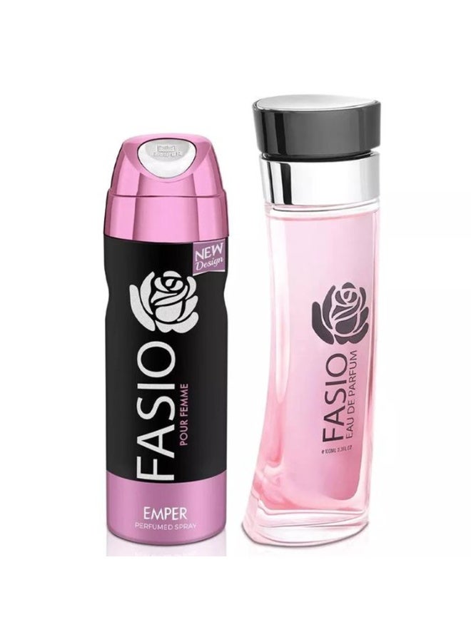 امبر عطر فاسيو للنساء (أو دو بارفان 100 مل + سبراي للجسم 200 مل). - Image 2