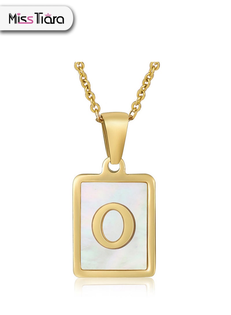 MissTiara Capital Letter A-Z Initial Chain Necklace For Girls Women Stainless Steel Square Charm A-Z Alphabet Pendant Necklace Good idea for birthday gifts graduation commemorations or classmate gifts - Image 1