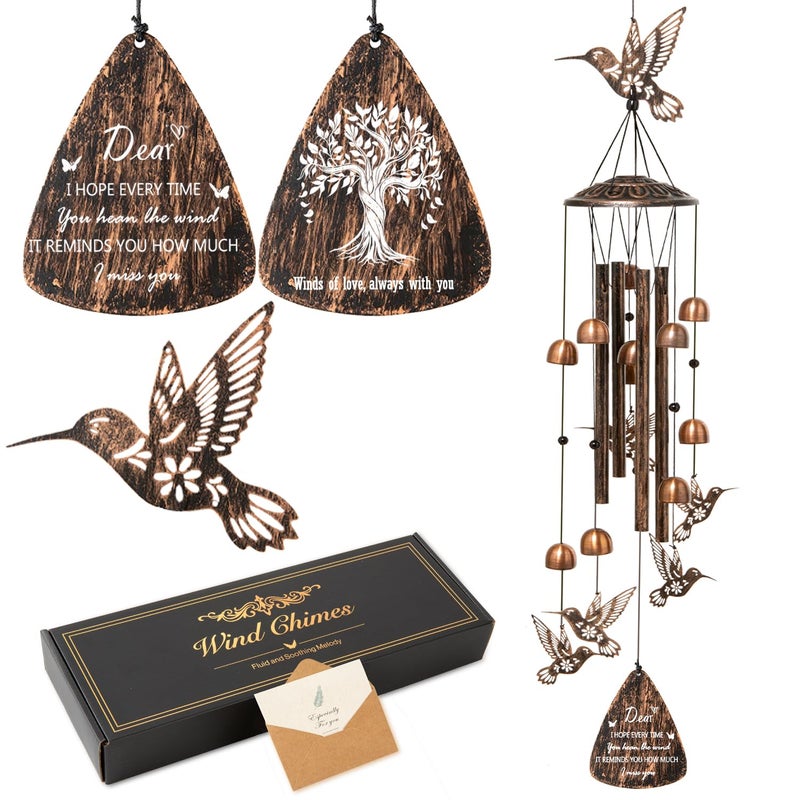 Andmenow Hummingbird Wind Chimes for OutsideMetal WindchimesHummingbird Gifts for WomenMen Hostess Gift for Family Friends Home Decor - Image 2