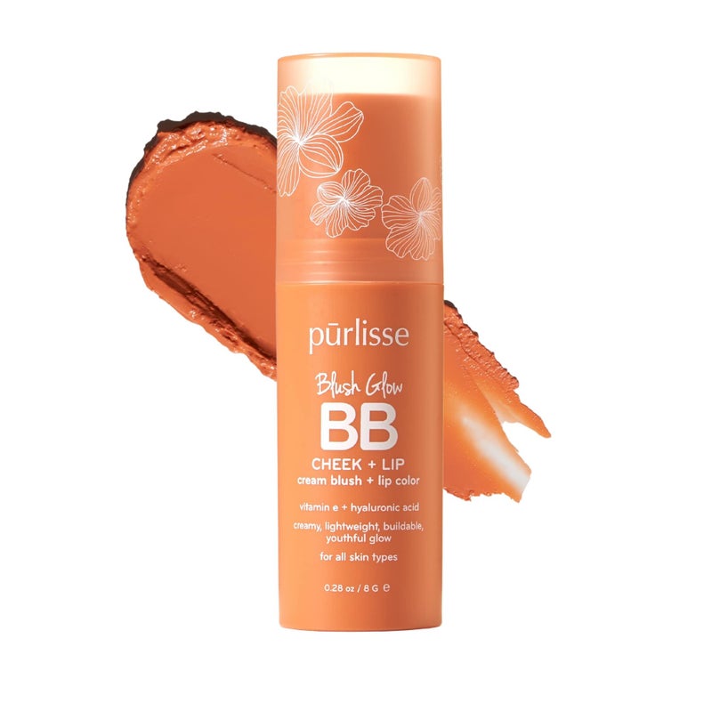 prlisse Blush Glow BB Lip and Cheek Tint Hydrating Buildable 2in1 Cream Blush Stick for Cheeks Lips Formulated with Nourishing Vitamin E Hyaluronic Acid Peach Please 28 oz