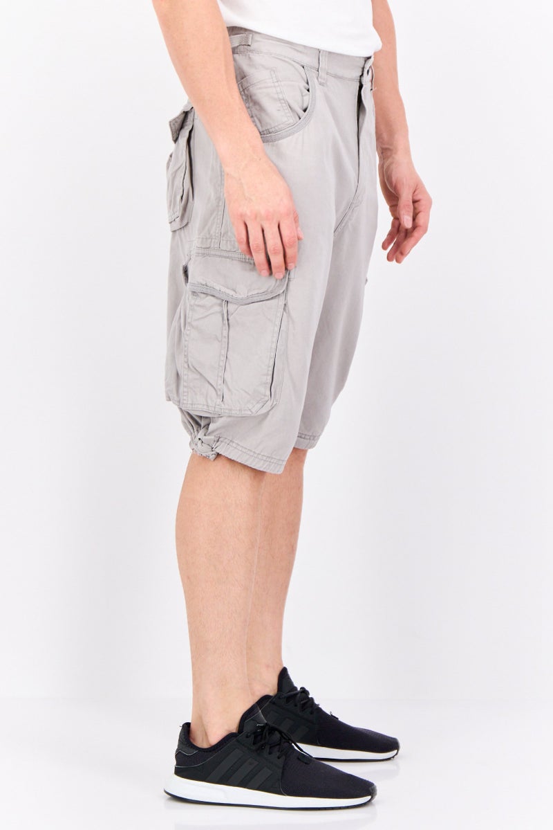 CROSSHATCH Men Solid Cargo Shorts, Grey - Image 2