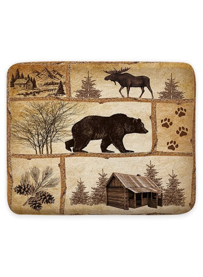 Bzhilja Rustic Cabin Bath Rug, Farmhouse Country Antique Bear Moose Forest Vintage Wood Decor Non Slip Bath Mats,Hunting Camping Bath Rug Sets for Bathroom Bedroom Kitchen Outdoor Indoor 17x29 Inch - Image 2