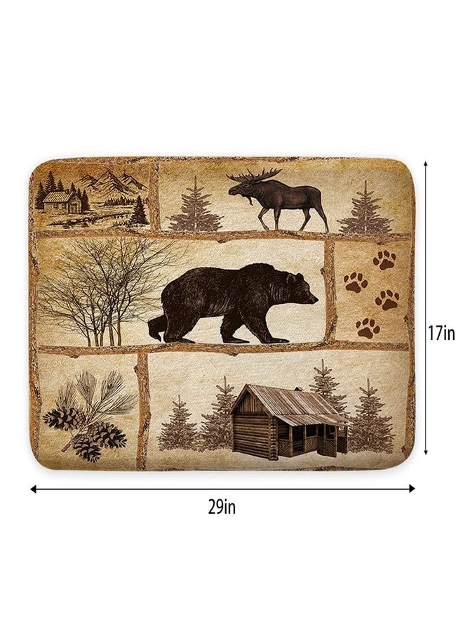 Bzhilja Rustic Cabin Bath Rug, Farmhouse Country Antique Bear Moose Forest Vintage Wood Decor Non Slip Bath Mats,Hunting Camping Bath Rug Sets for Bathroom Bedroom Kitchen Outdoor Indoor 17x29 Inch - Image 3