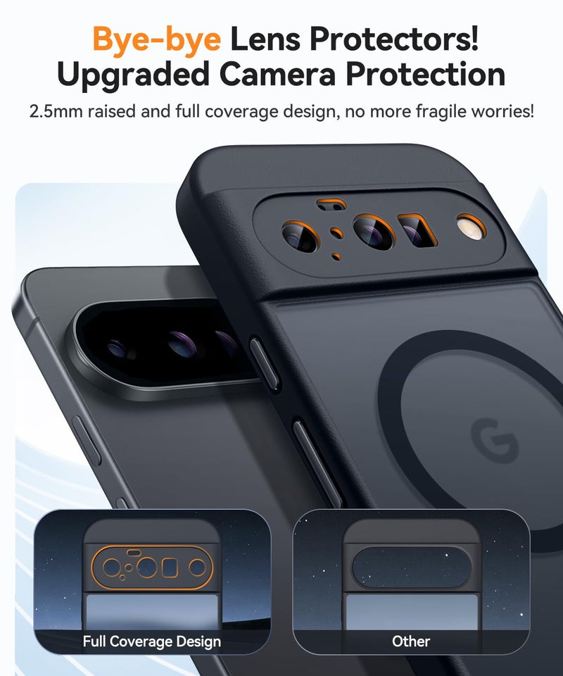 CANSHN Magnetic for Google Pixel 10 Case(6.3 Inch), Upgraded [Full Camera Protection] [Compatible with Magsafe] [Translucent Matte] Shockproof Protective Phone Cover, Black - Image 3
