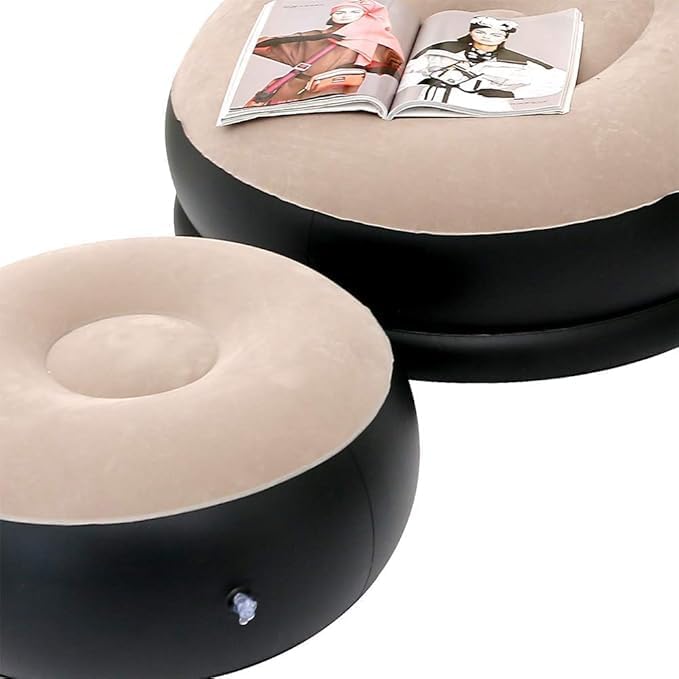 WROPZO Inflatable Lounge Chair with Footstool 2in1 Portable Recliner Set Multicolour - Image 5