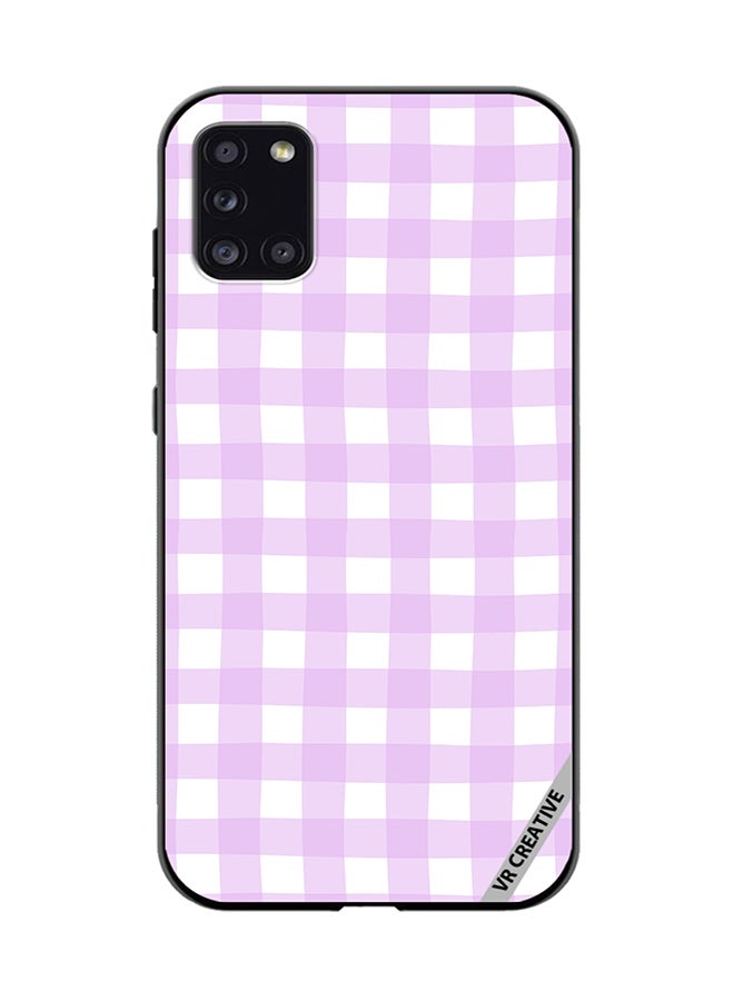 VR CREATIVE Protective Case Cover For Samsung Galaxy A31 Classic Checkered Plaid Purple Seamless Pattern Design Multicolour - Image 1