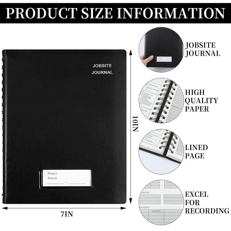 Fuyoooo Jobsite Journal 7 x 10 Inch Construction Daily Log Activity Record Construction Planner for Work Project Job Management - Image 2