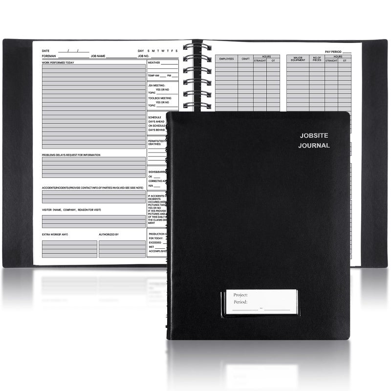 Fuyoooo Jobsite Journal 7 x 10 Inch Construction Daily Log Activity Record Construction Planner for Work Project Job Management - Image 1