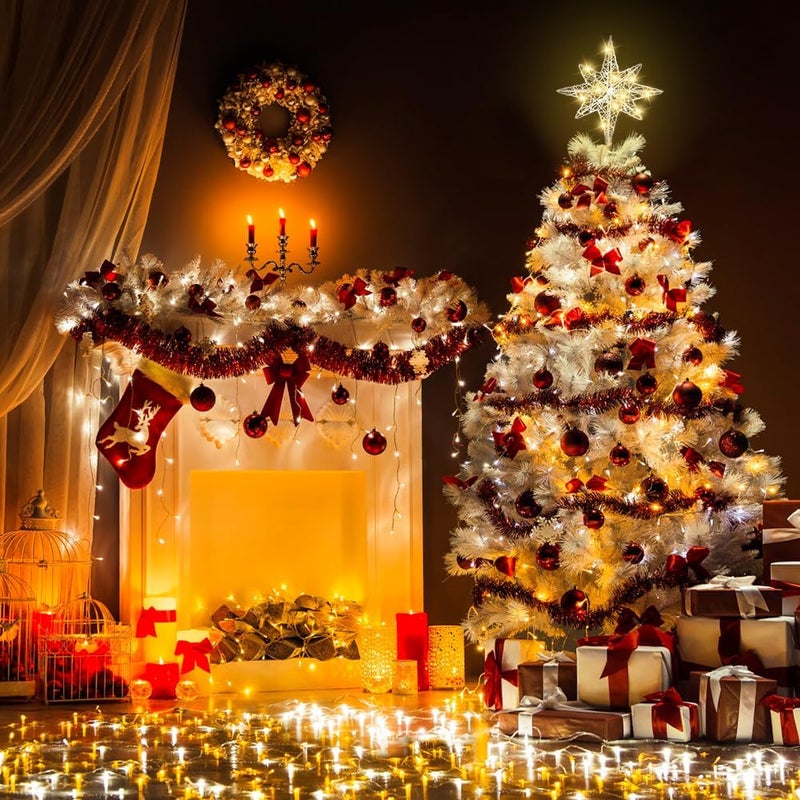 DULEFUN Christmas Tree Topper 13.5” Silvery Star Tree Toppers with 20 LED Lights for Christmas Tree Decorations, Xmas Tree Top Ornament for New Year Holiday Home Office Indoor - Image 4