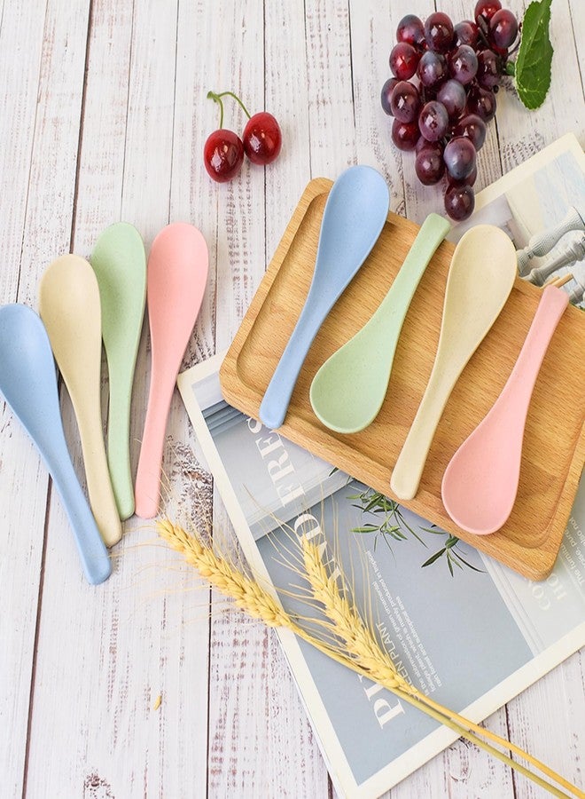 Lnrkai 8 Pcs Plastic Spoon Dinner Spoons, Lnrkai Portable Reusable Soup Spoon Reusable Multicolor Lightweight Durable Spoon Dishwasher & Microwave Safe for Gift Set (8PCS) - Image 2
