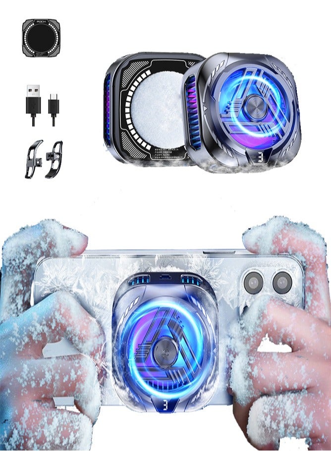 Mobile Phone Radiator, Suitable for Games, Magnetic Back Clip, Dual-purpose Mobile Phone Cooling Fan, Digital Display Three Gears, Mobile Phone Cooling Fan No Noise, Suitable for Games, Suitable for General iPhone/Android Smartphones  - Image 1