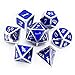 Haxtec Metal Dice Set DD Silver Navy Blue Metal Polyhedral DND Dice for Dungeons and DragonsGlossy Enamel Dice Silver Navy Blue - Image 2