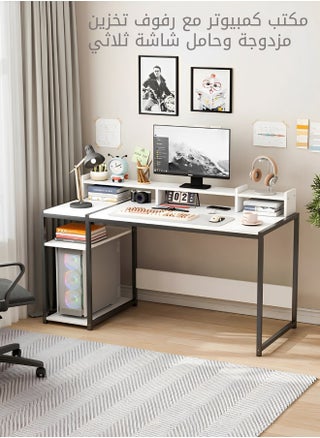Computer Desk - 54" Gaming Desk, Home Office Desk  with Dual Storage Shelves and Triple Monitor Stand  , Storage Space-Savor, Modern Table, White - pzsku/ZCC8EC6B06AA089711A22Z/45/_/1740362439/5acb79af-b498-4bdb-9a4d-7fe12a432aa8