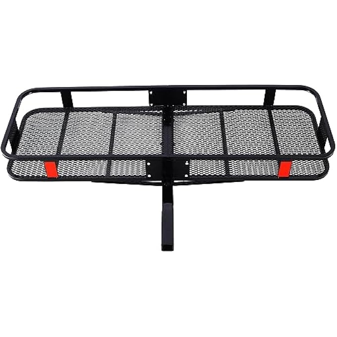 rayihni حامل أمتعة مقطورة ثقيل قابل للطي سلة أمتعة خلفية بسعة 500 رطل 2" موصل حامل أمتعة حقيبة أمتعة، مثبت مقطورة شبكة أمتعة وأحزمة ربط 16 قدم مكعب - Image 3