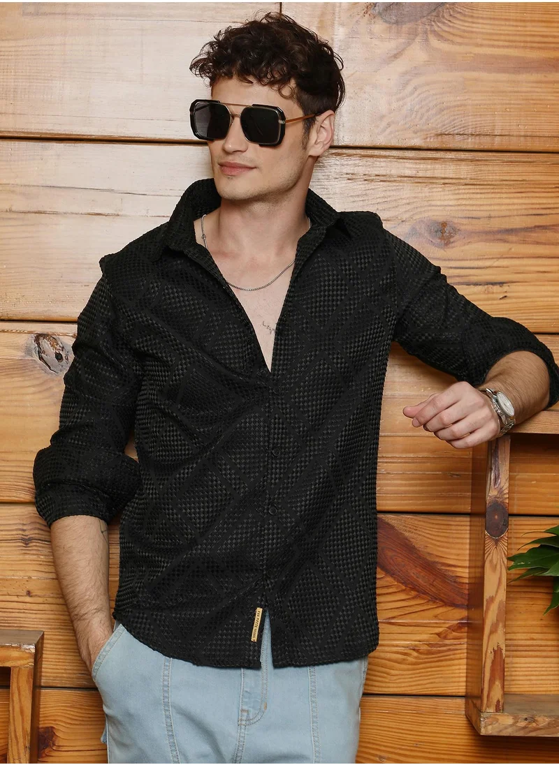 كامبوس سوترا Men's Obsidian Black Shard-Tactile Shirt