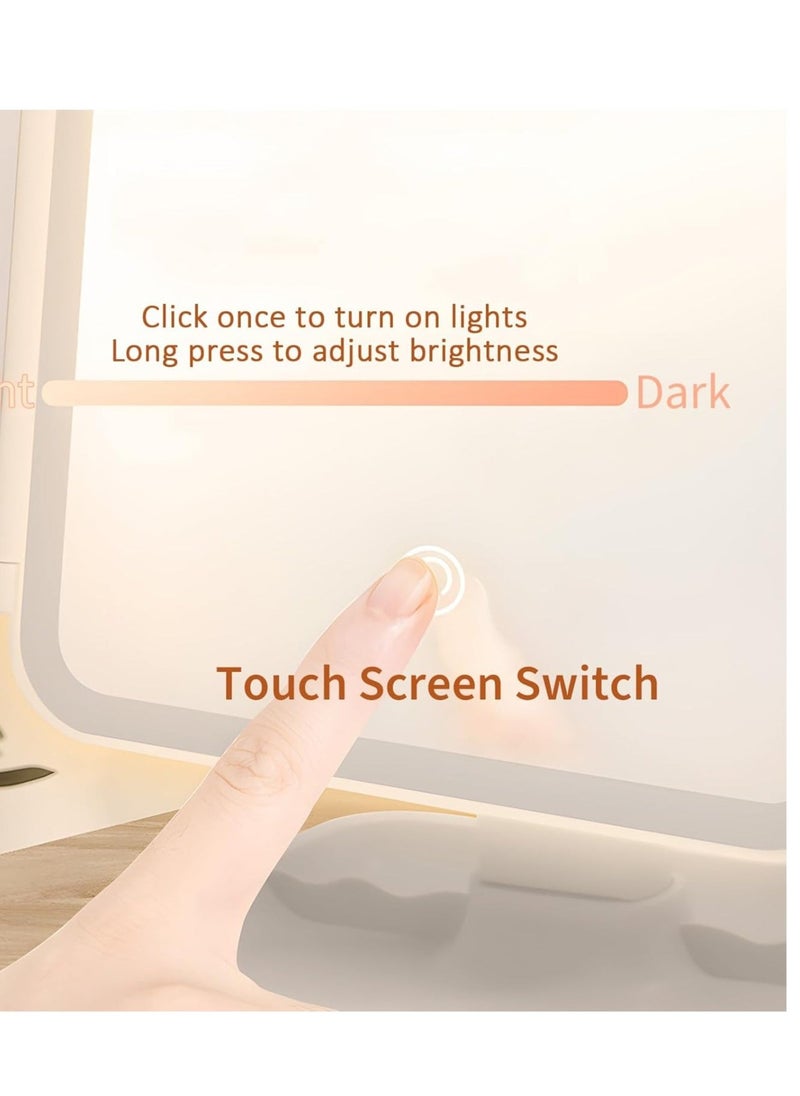 JAJEEK 3-Fold Lighted Makeup Mirror with 5X/3X/1X Magnification – 52 LED Vanity Mirror with Adjustable Brightness, Touch Screen Control, and 180° Adjustable Rotation – Portable and Foldable Countertop Cosmetic Mirror for Flawless Makeup Application - Image 2