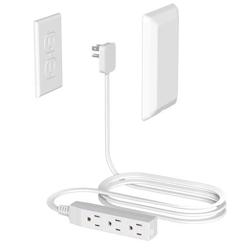 OKCHILD Flat Plug Power Strip Wall Outlet, 3 AC Outlets, Ultra Thin Extension Cord, Multi Socket Extender for Home Office, Dorm Room Essentials for Girls and Boys (White 5ft) - Image 1