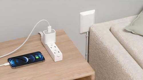 OKCHILD Flat Plug Power Strip Wall Outlet, 3 AC Outlets, Ultra Thin Extension Cord, Multi Socket Extender for Home Office, Dorm Room Essentials for Girls and Boys (White 5ft) - Image 4