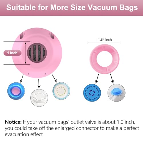 AMZBOSS Electric Pump for Vacuum Storage Bags, Portable Vacuum Bag Pump, Electric Vacuum Pump for Storage Bags, Great for Various Vacuum Seal Bags for Clothing,Blankets,Bedding- Pink (No Bags) - Image 4