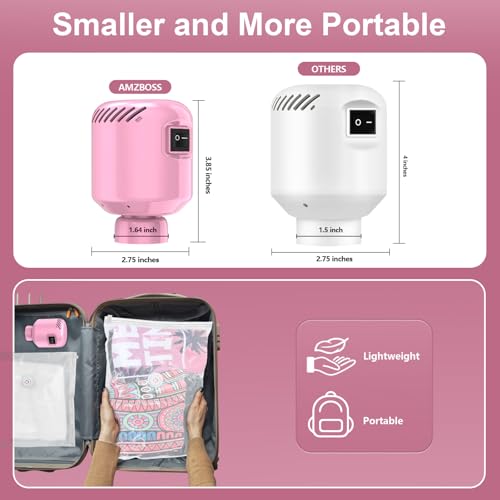 AMZBOSS Electric Pump for Vacuum Storage Bags, Portable Vacuum Bag Pump, Electric Vacuum Pump for Storage Bags, Great for Various Vacuum Seal Bags for Clothing,Blankets,Bedding- Pink (No Bags) - Image 5