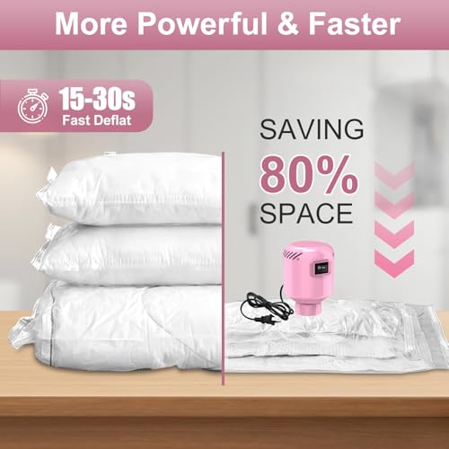 AMZBOSS Electric Pump for Vacuum Storage Bags, Portable Vacuum Bag Pump, Electric Vacuum Pump for Storage Bags, Great for Various Vacuum Seal Bags for Clothing,Blankets,Bedding- Pink (No Bags) - Image 2